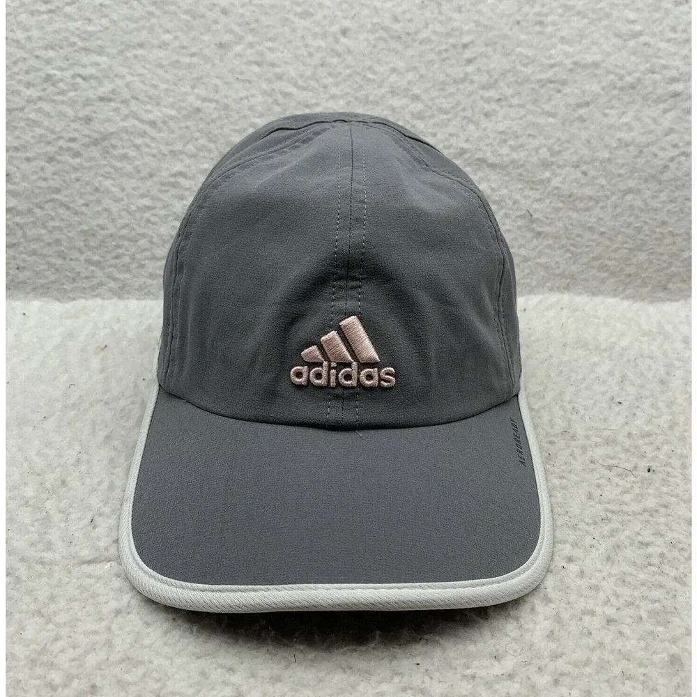 Adidas Running Hat‎ Womens OSFM Aero Ready Gray White Pink Athletic Lightweight
